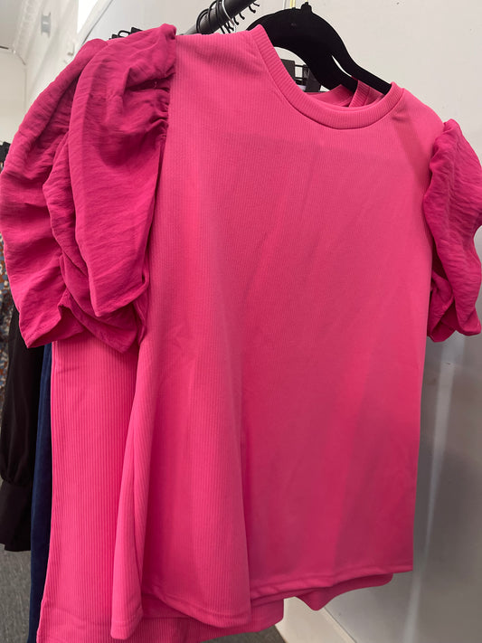 #110 2 tone bright pink top