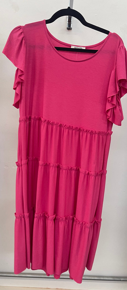 #119 pink curvy ruffle dress